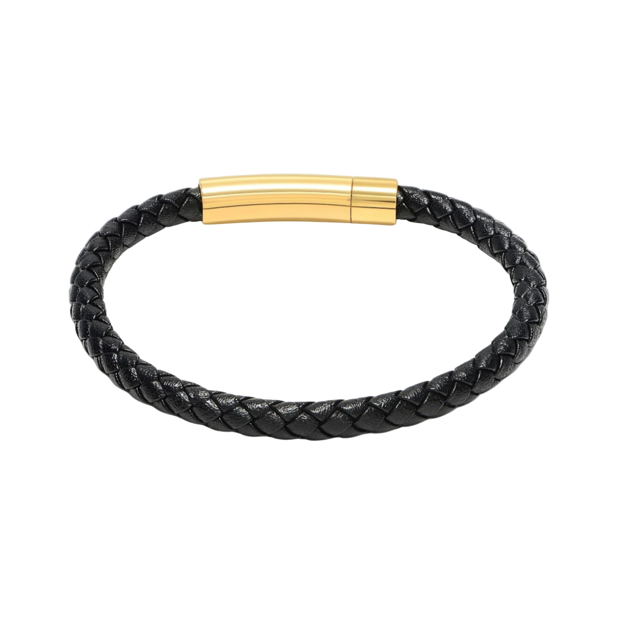 18K_Gold_Bellas Classic Braided Italian Leather - Nera