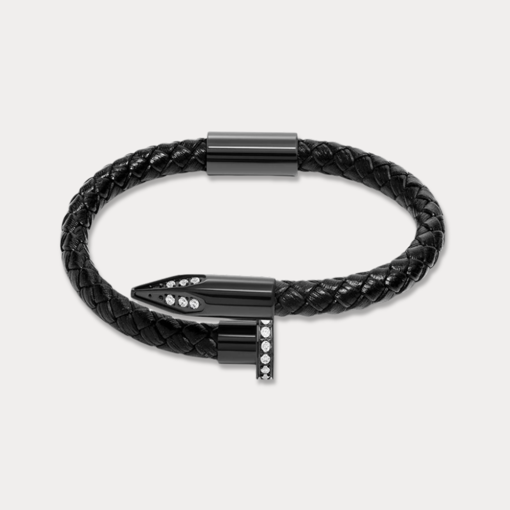 Bellas Braided Obsession Nail™ - Melaina Black Titanium & White Gems
