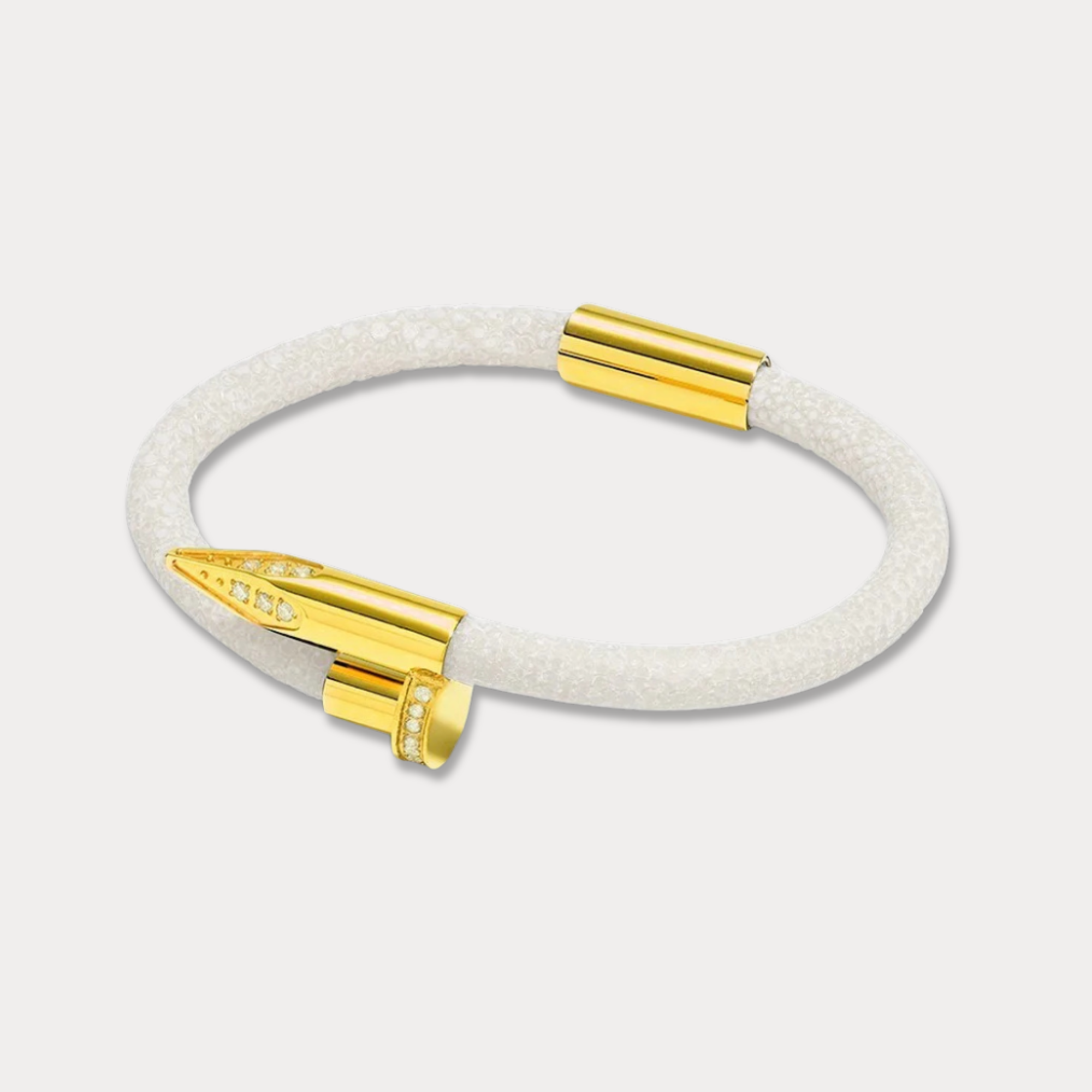 Bellas Stingray Obsession Nailβ’- Pearl White 18K Gold & White Gems