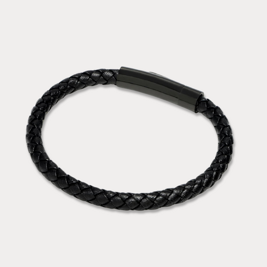 Studz Classic Braided Italian Leather - Nero - Black Titanium
