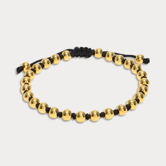 Studz Gilded Bead Bolo - Knotted Black Cord 18K Yellow Gold