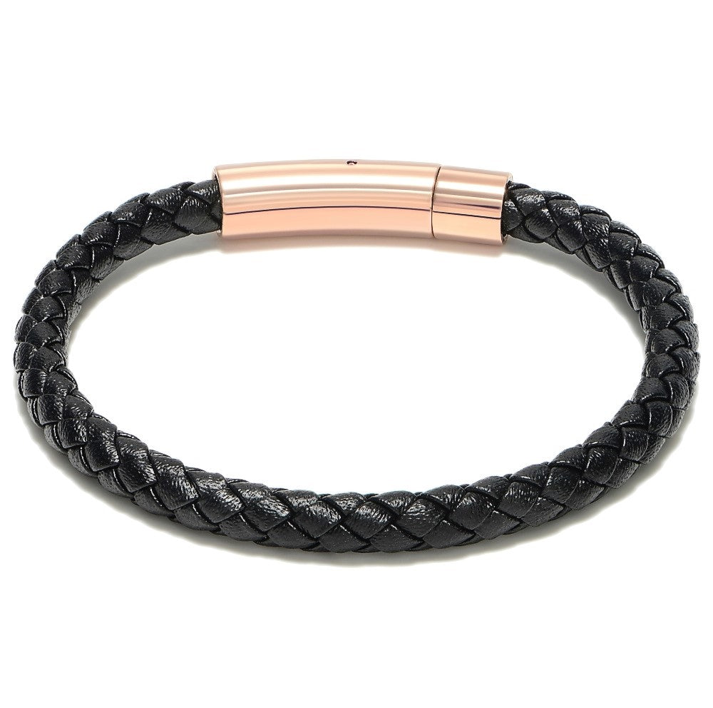 Bellas Classic Braided Italian Leather - Nera 18K Rose Gold