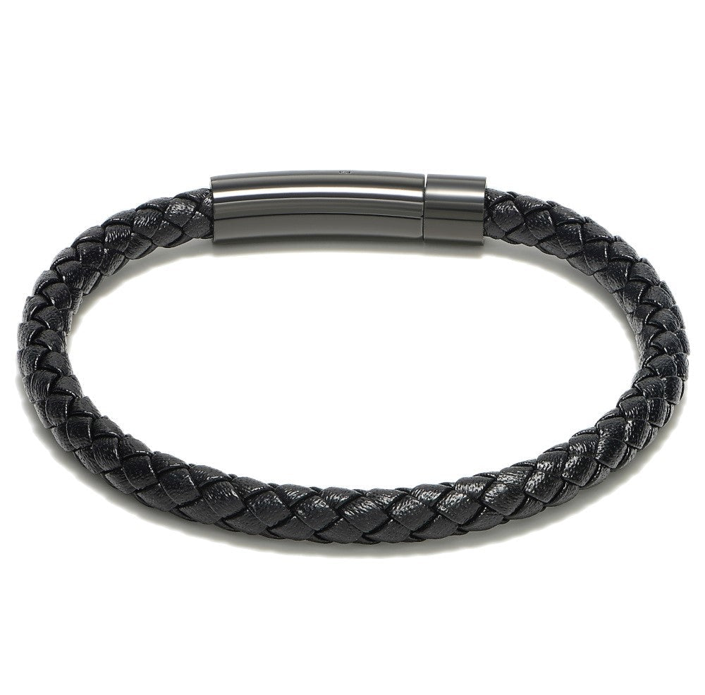 Bellas Classic Braided Italian Leather - Nera Black Titanium