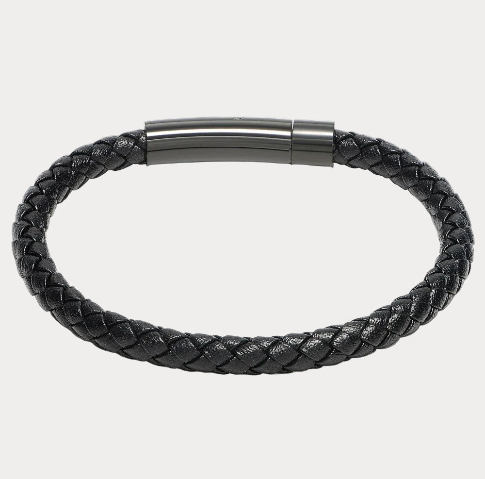 Bellas Classic Braided Italian Leather - Nera Black Titanium