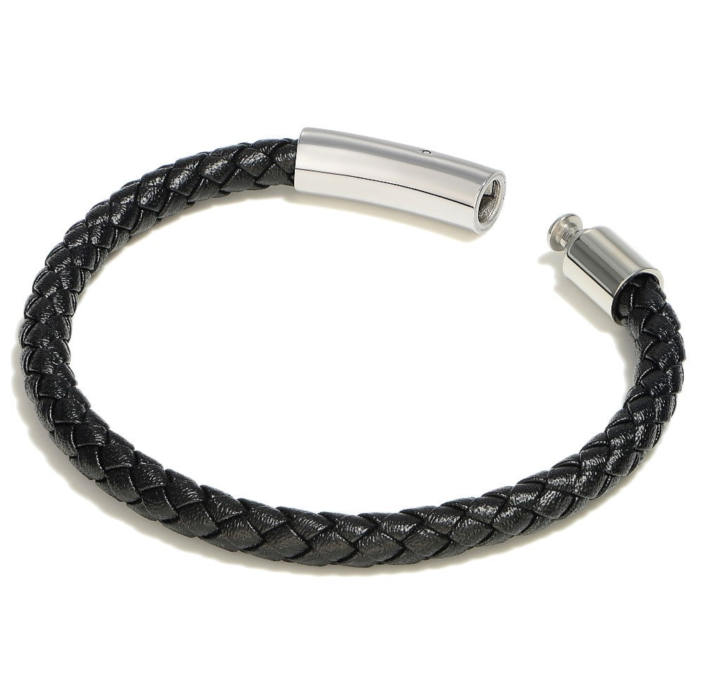 Bellas Classic Braided Italian Leather - Nera White Rhodium