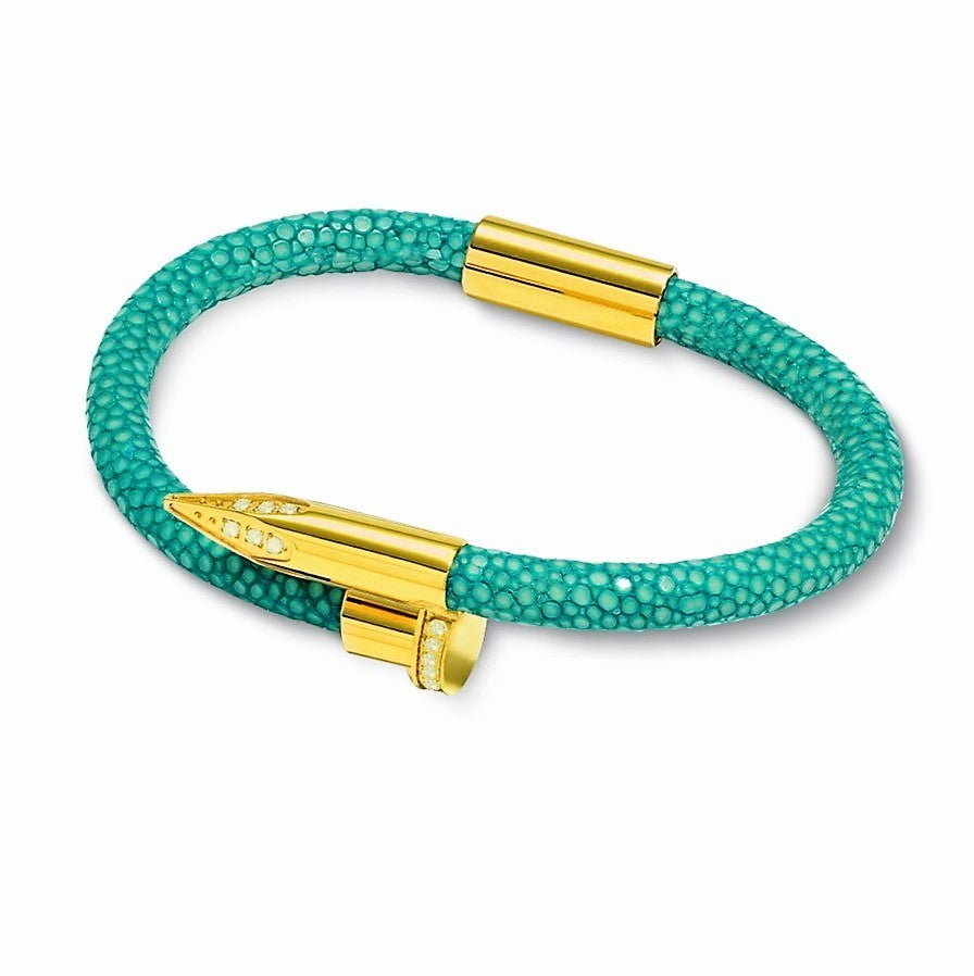 Bellas Stingray Obsession Nail™ - Blue Lagoon 18K Gold & White Gems