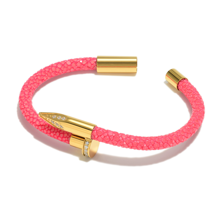 Bellas Stingray Obsession Nail™ - Coral Pink- 18K Gold White Gems