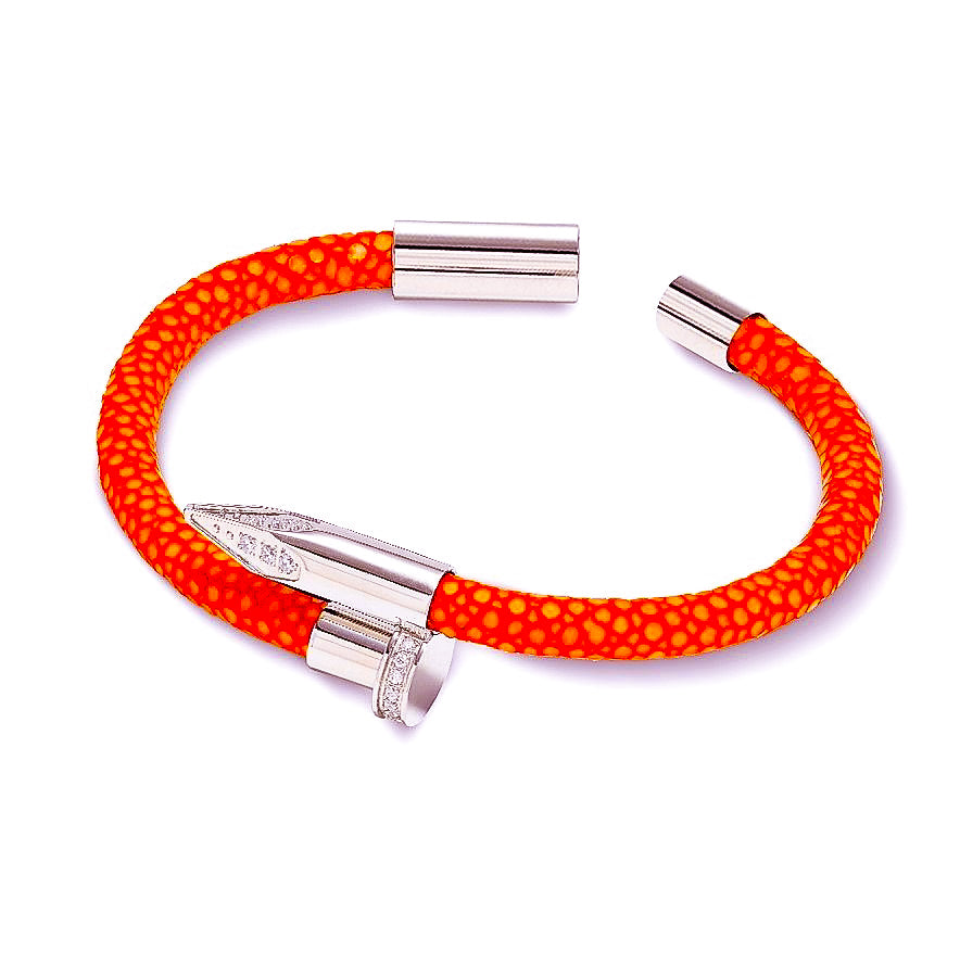 Bellas Stingray Obsession Nail™- Paris Orange White Rhodium & White Gems