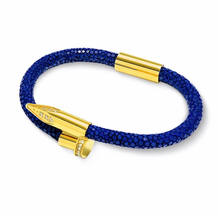 Bellas Stingray Obsession Nail™ - Royal Blue- 18K Gold White Gems