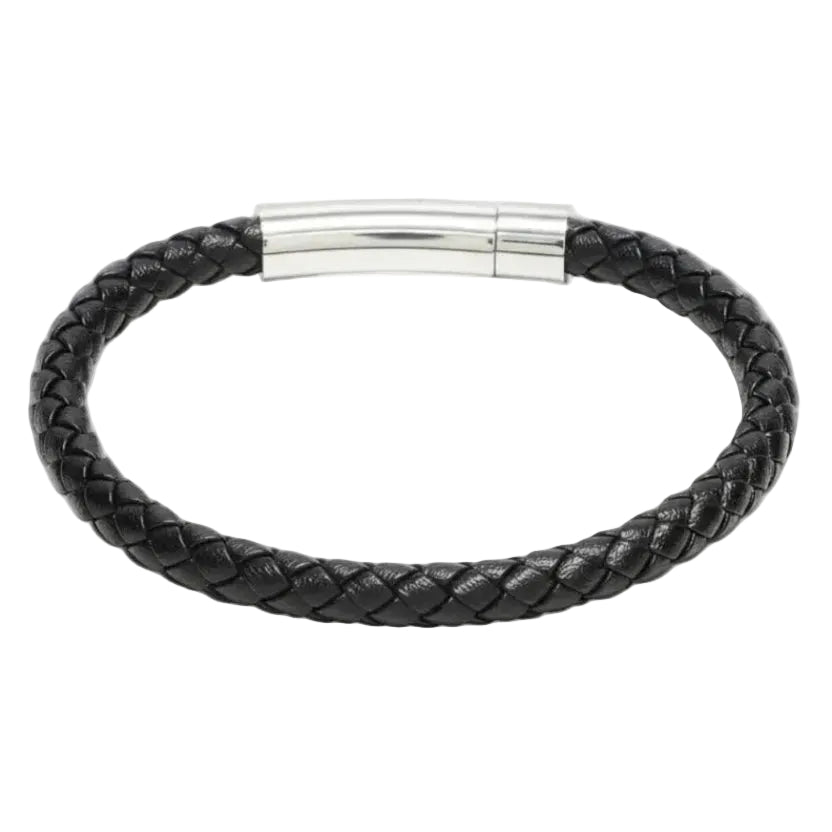 Studz Classic Braided Italian Leather - Nero - Black Titanium