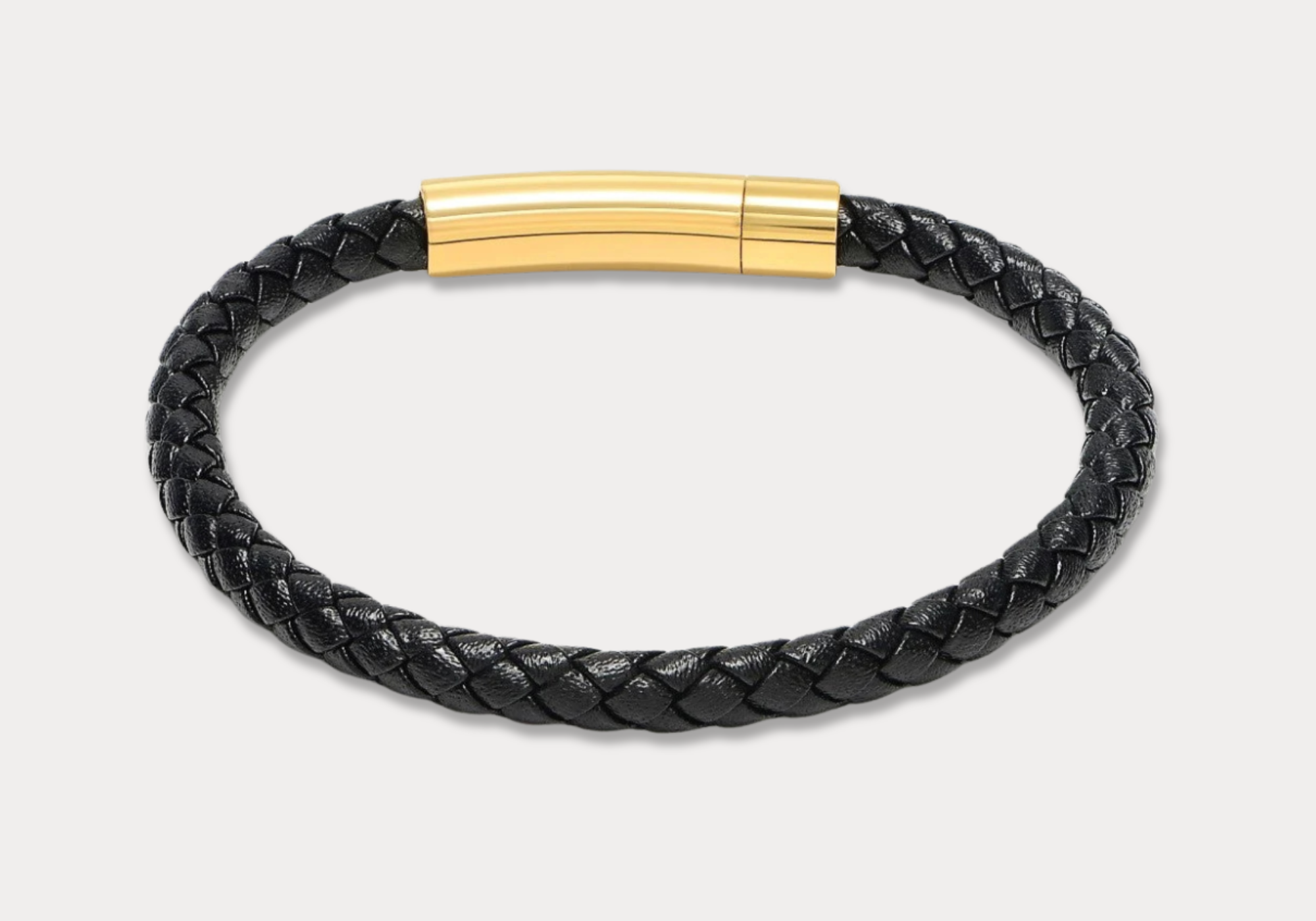18K_Gold_Bellas Classic Braided Italian Leather - Nera