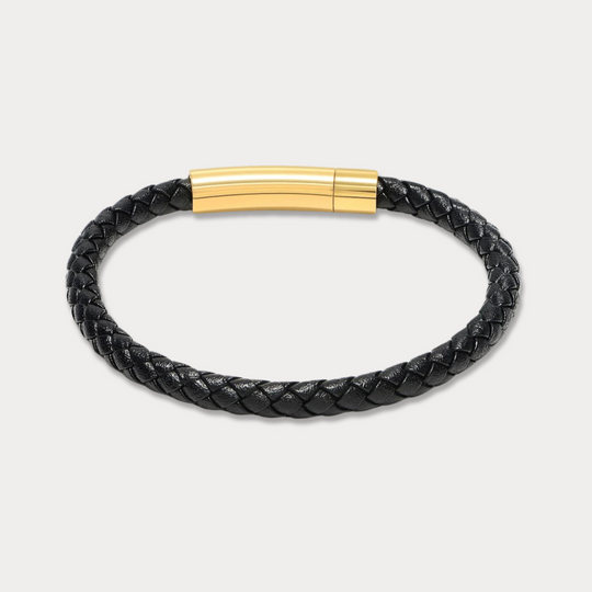 18K_Gold_Bellas Classic Braided Italian Leather - Nera