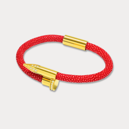 18K Gold & White Gems Bellas Stingray Obsession Nail™ - Italian Red 