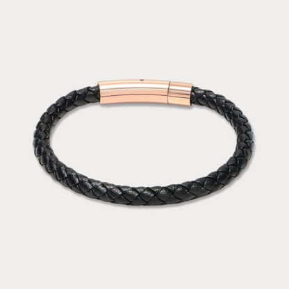 18k_Rose_Gold_Bellas Classic Braided Italian Leather - Nera
