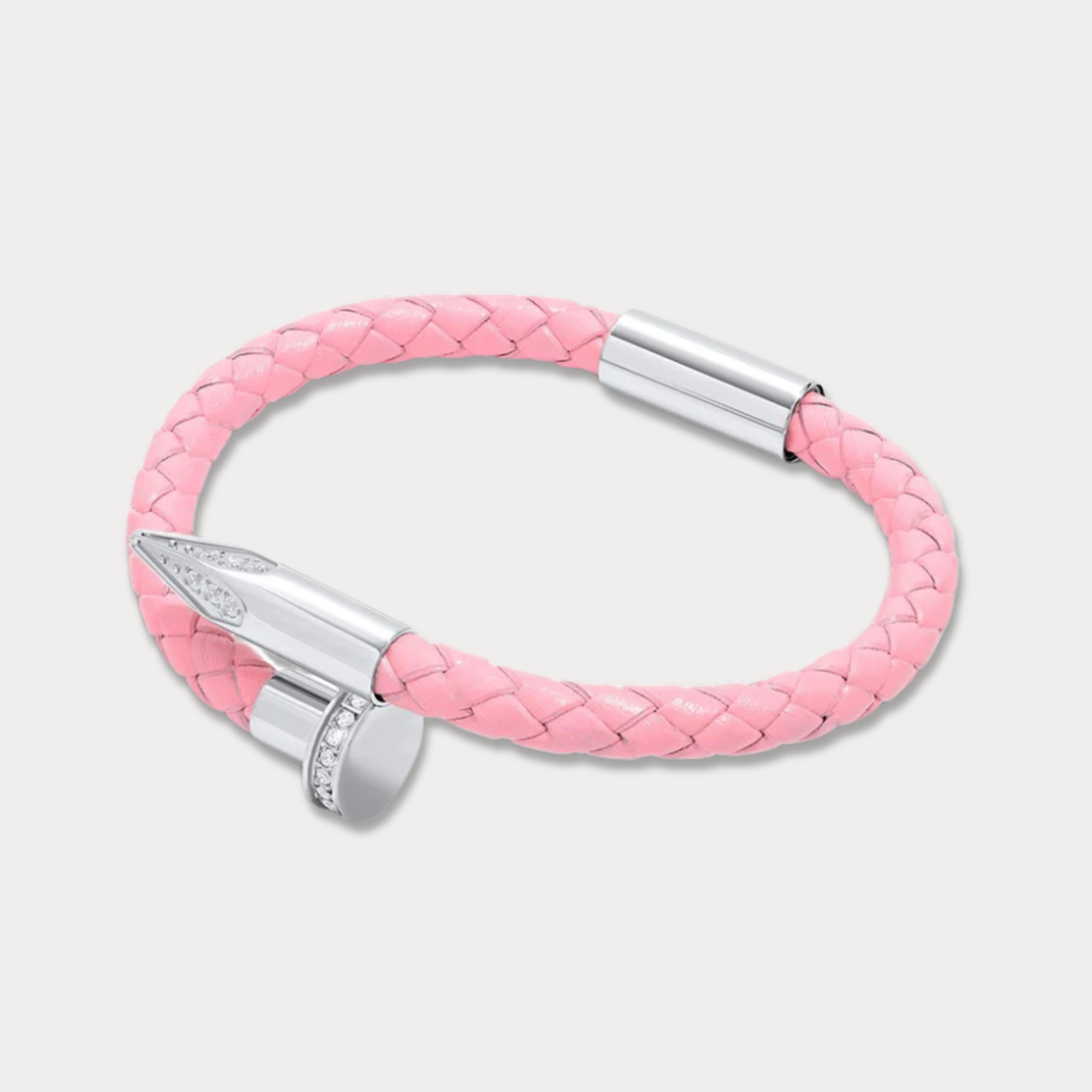 Bellas Braided Obsession Nail™ - Coco White_Rhodium_White_Gems
