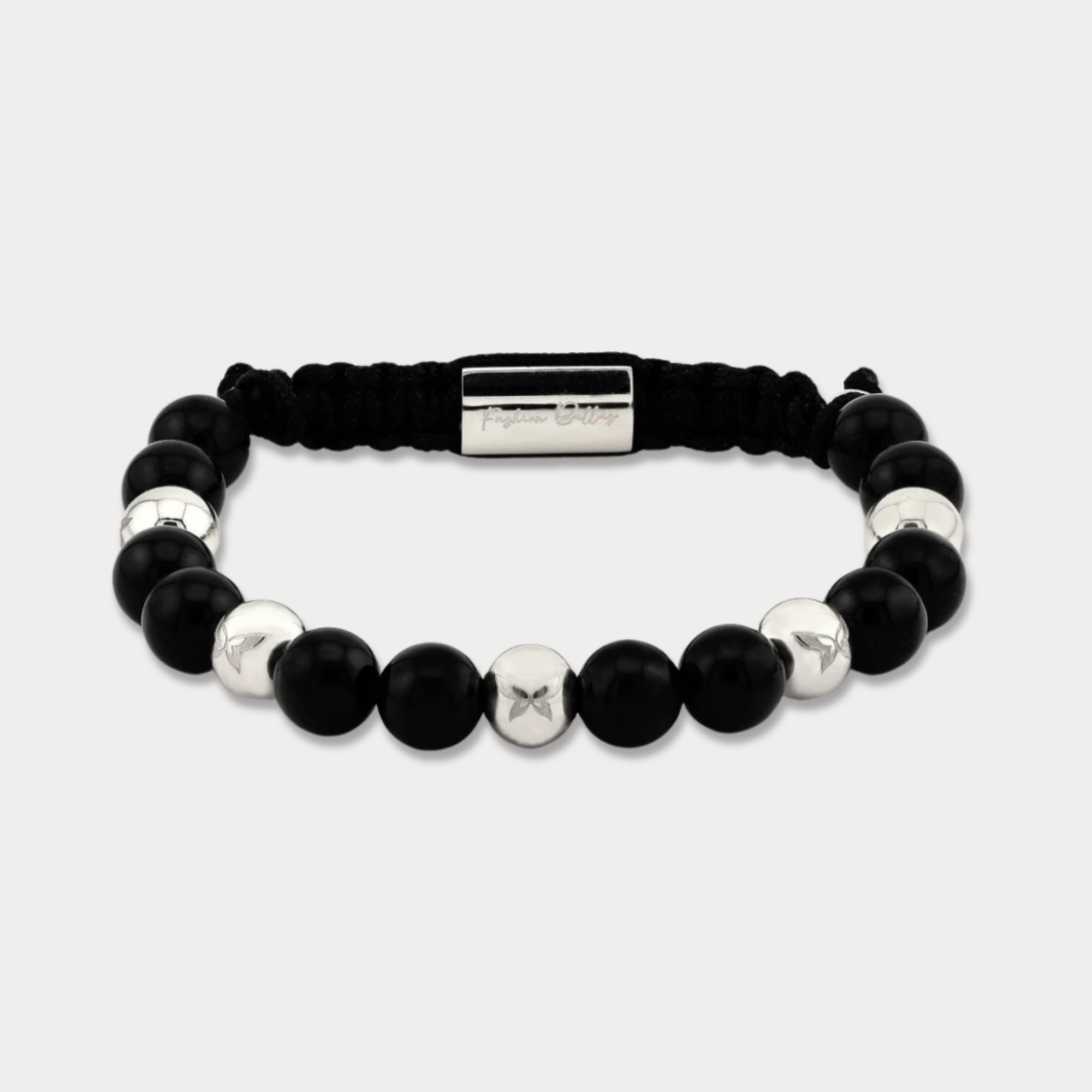 Bellas Gilded Bead Bolo - Onyx White_Rhodium_with_Five_Bead