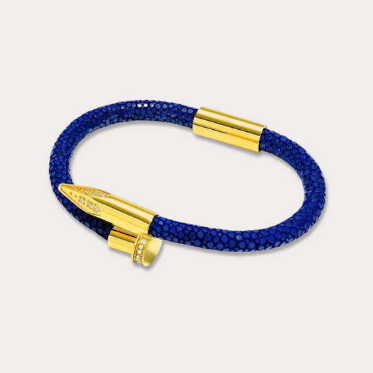 Bellas Stingray Obsession Nail™ - Royal Blue- 18K Gold White Gems
