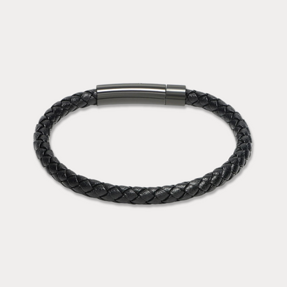 Black_Titanium_18K_Gold_Bellas Classic Braided Italian Leather - Nera