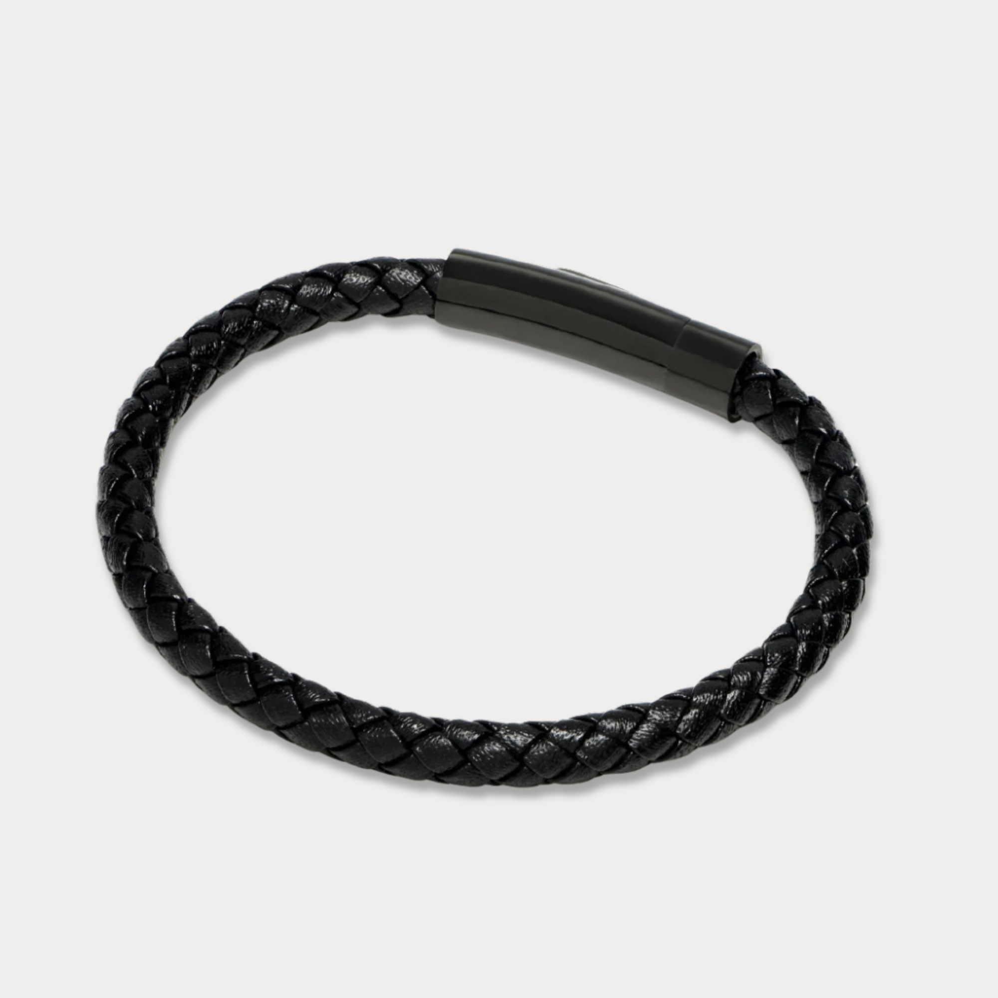Studz Classic Braided Italian Leather - Nero - Black Titanium
