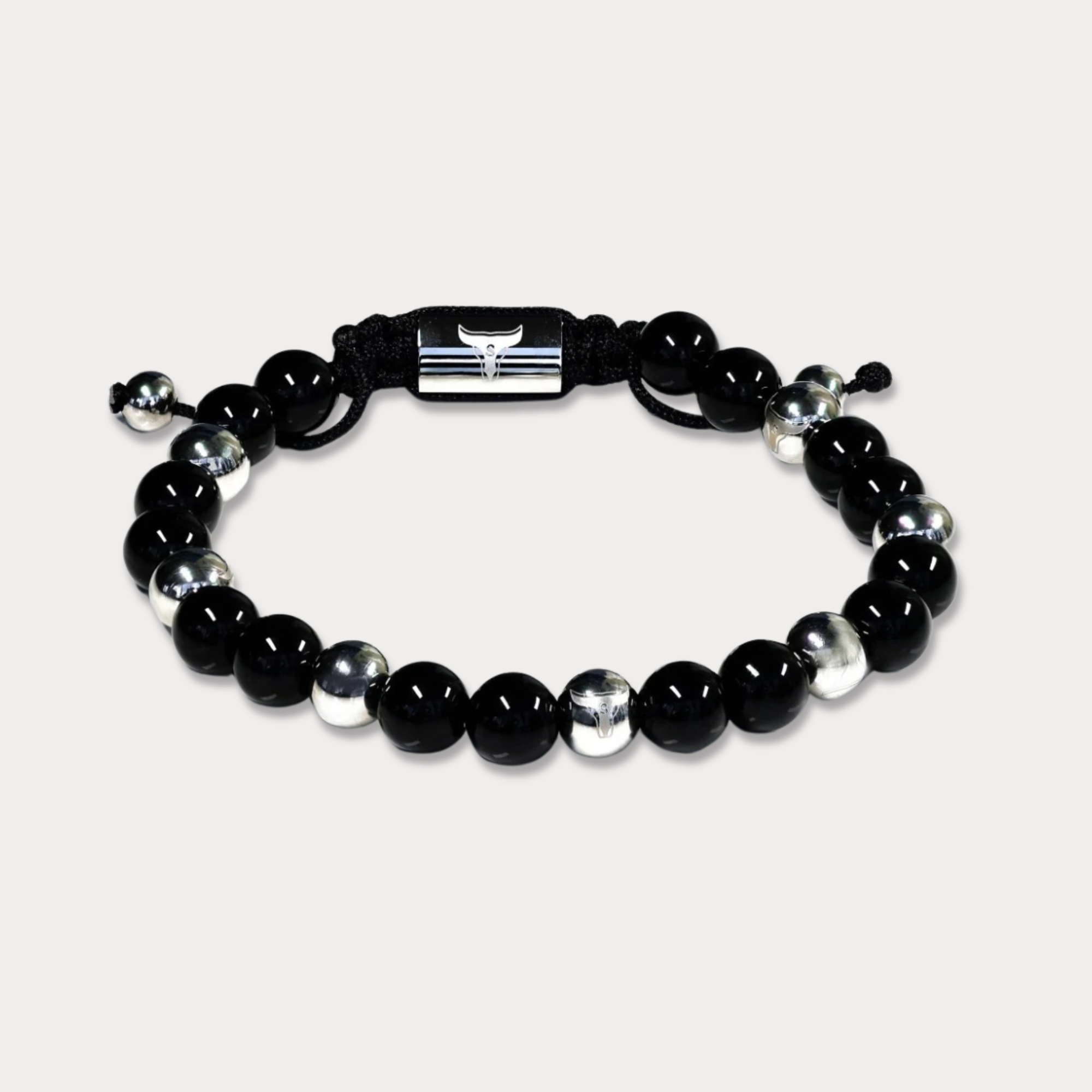 Studz Gilded Bead Bolo - Onyx White Rhodium with Seven Beads
