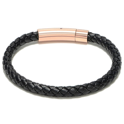 Bellas Classic Braided Italian Leather - Nera 18K Rose Gold