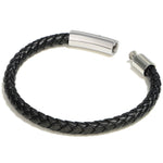 Bellas Classic Braided Italian Leather - Nera White Rhodium