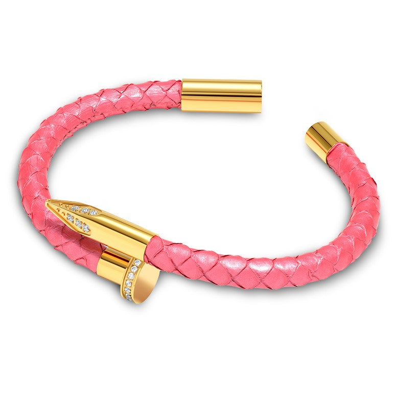 Bellas Python Obsession Nail™ - Koral 18K Gold & White Gems
