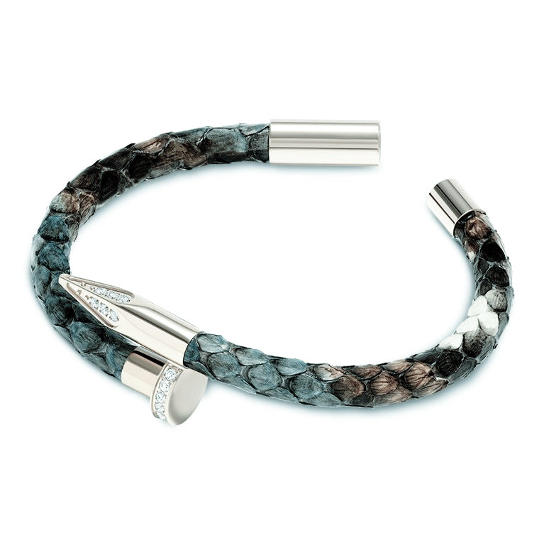 Bellas Python Obsession Nail™ - Montana White Rhodium & White Gems
