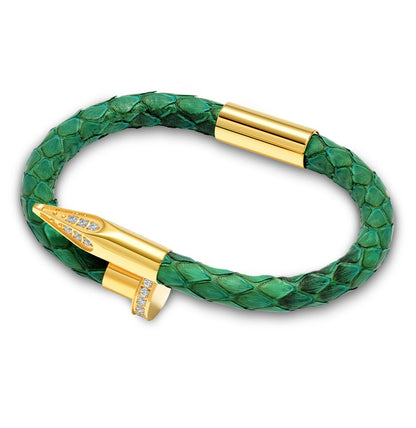 Bellas Python Obsession Nail™ - Victoria 18K Gold & White Gems
