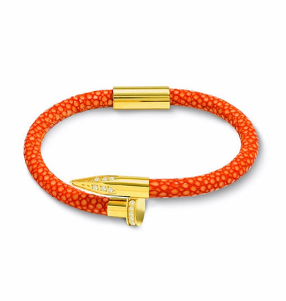 Bellas Stingray Obsession Nail™- Paris Orange 18K Gold & White Gems