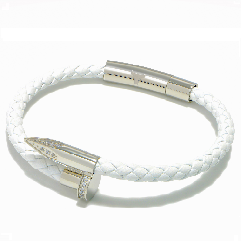 Studz Braided Obsession Nail™ - Gabriel - White Rhodium White Gems
