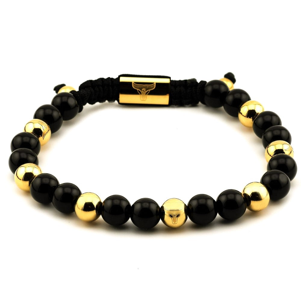 Studz Gilded Bead Bolo - Onyx 18K Gold with Seven Beads

