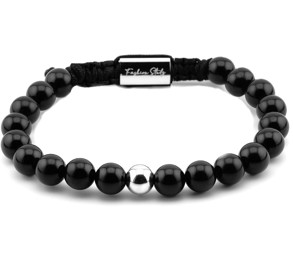 Studz Gilded Bead Bolo - Onyx White Rhodium with One Bead
