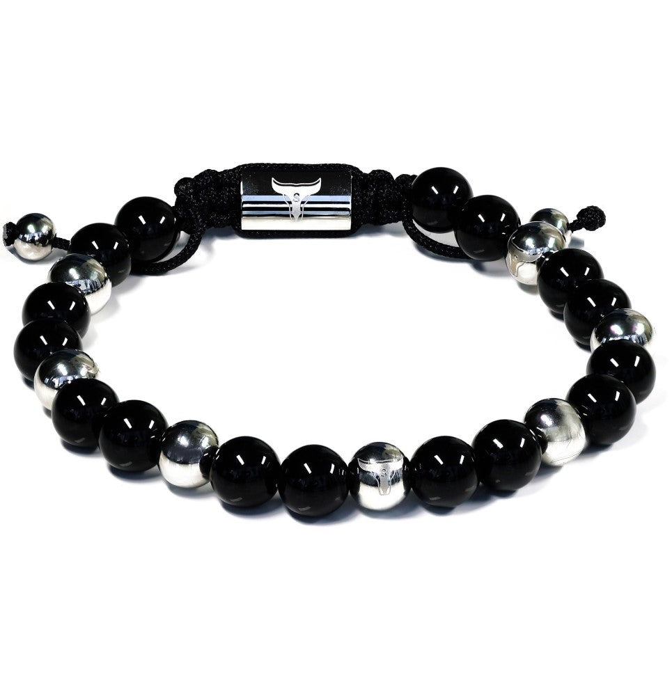 Studz Gilded Bead Bolo - Onyx White Rhodium with Seven Beads

