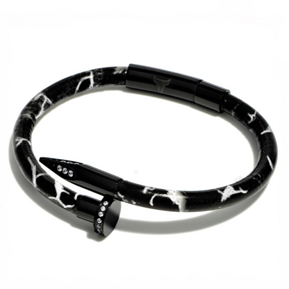 Studz Patterned Obsession Nail™ - Rome - Black Titanium White Gems
