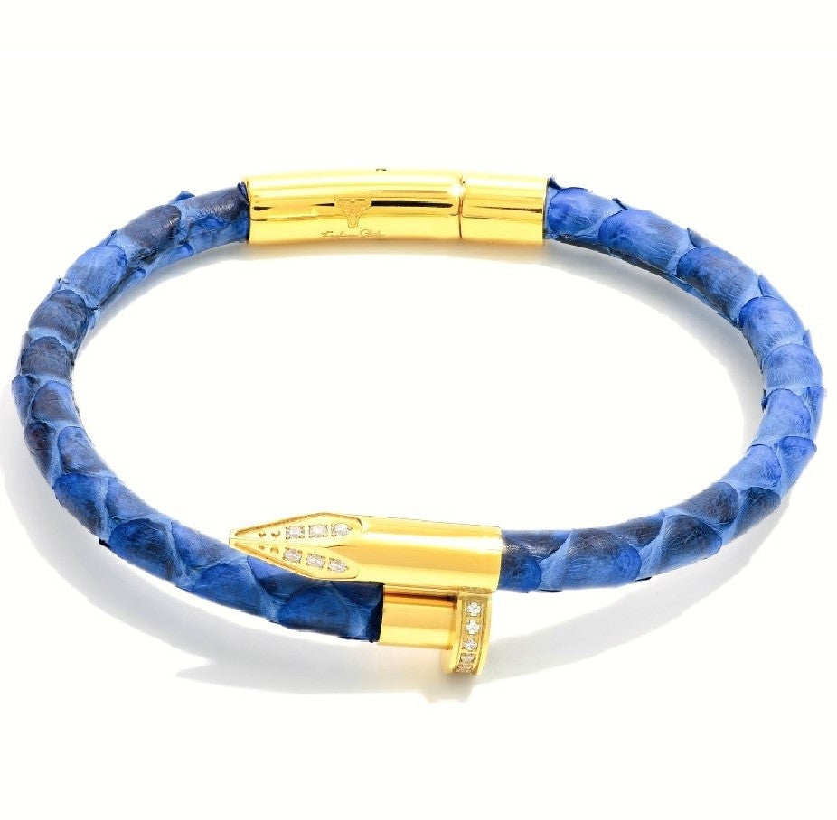 Studz Python Obsession Nail™ - Blue Jeans 18K Gold White Gems
